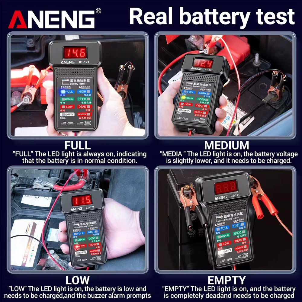 12V Car Battery Tester Automatic Starting Charging System LCD Screen Analyzer