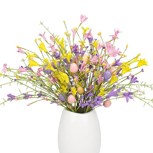 Easter Flower Decorations 12 Pack Easter Egg Picks Artificial Forsythia