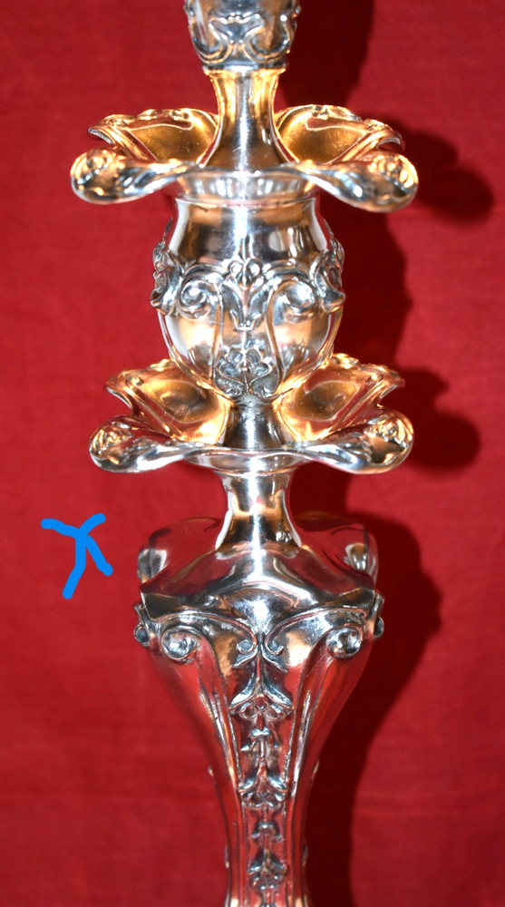 ANTIQUE ORNATE SILVER PLATED CANDLESTICK LAMP 16 1/2"