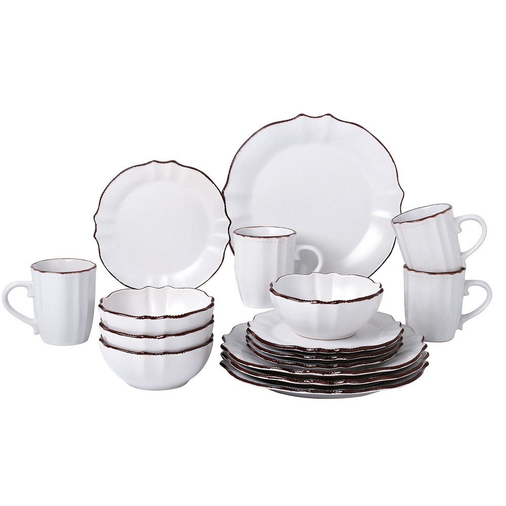 16 Piece Scalloped Edge Dinnerware set for Hosting Parties and Events - White
