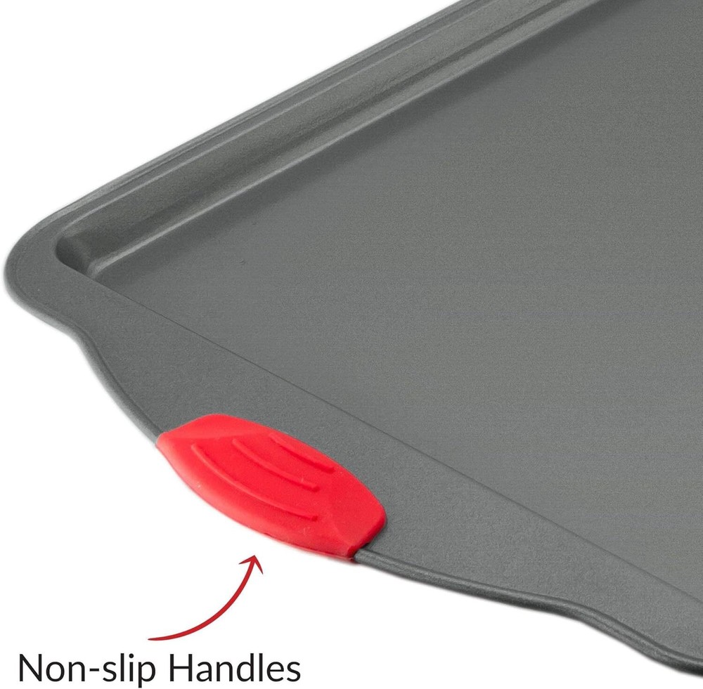 Nonstick Baking Sheets - Set of 3, Heavy Duty Carbon Steel Half Cookie Sheets