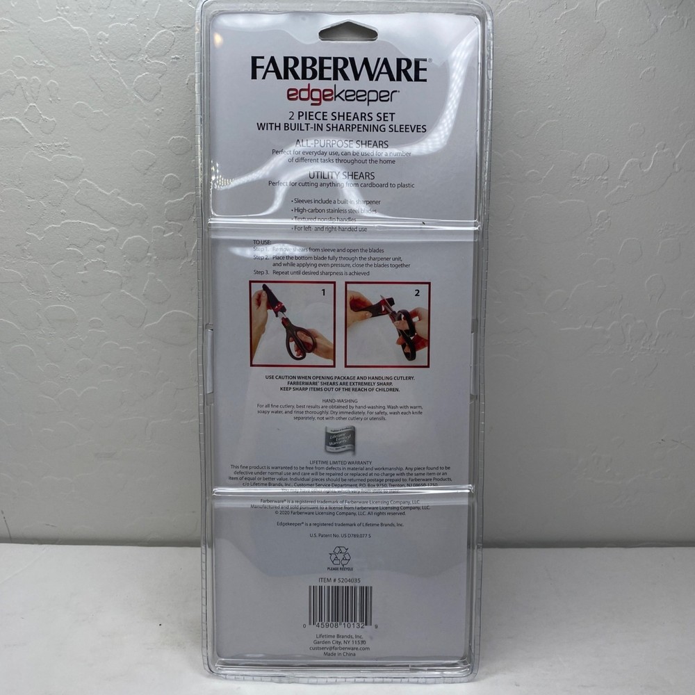 Farberware Edgekeeper Set 2 All Purpose Utility Shears Edgekeeper Sheaths Red