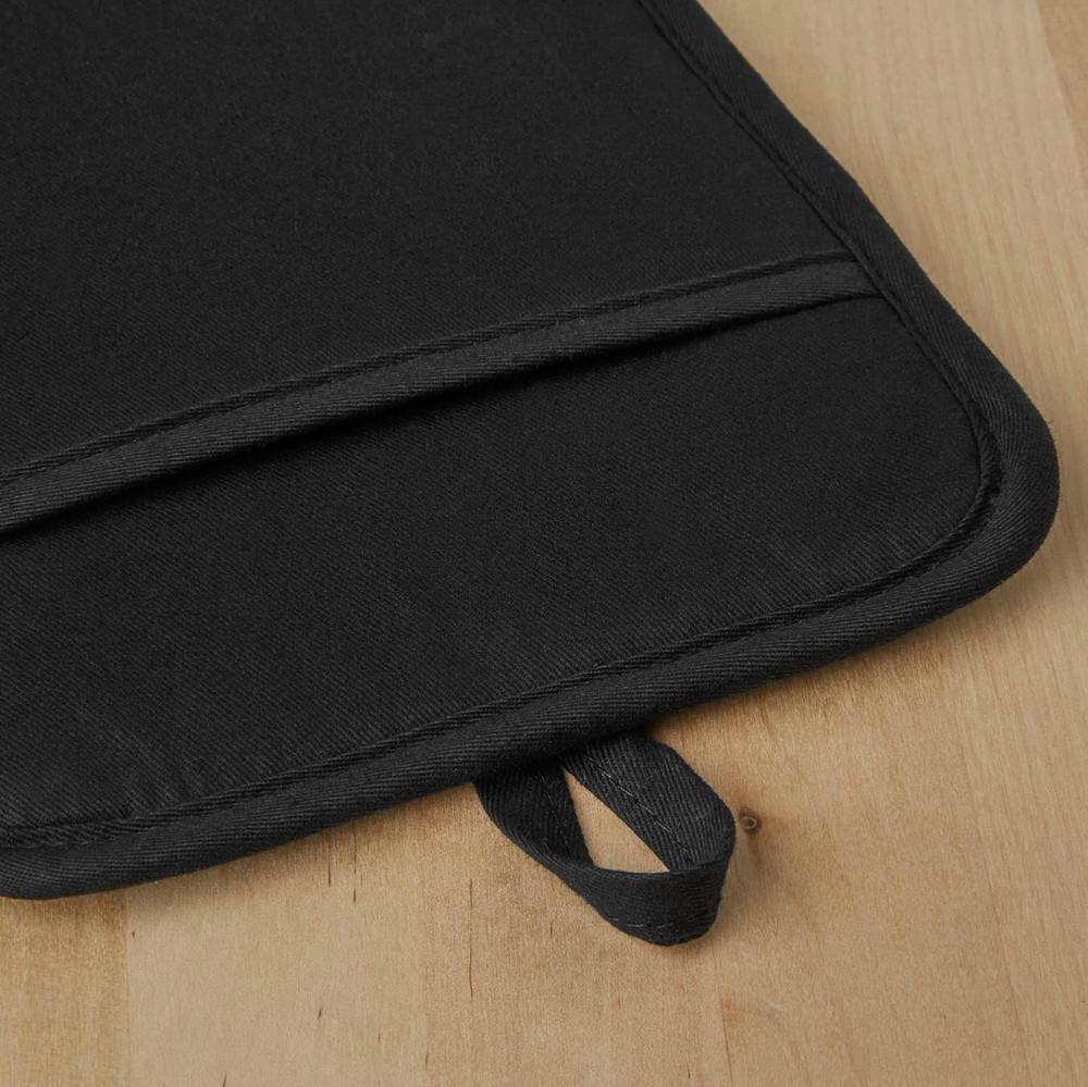Ribbed Soft Silicone Pot Holder 2-Pack Set, Matte Black, 7"X9"