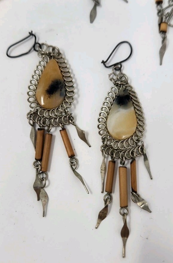 2 Pairs Artisan Tribal Dangle Earrings | 1 Shell Dangle Earing | BOHO Chic
