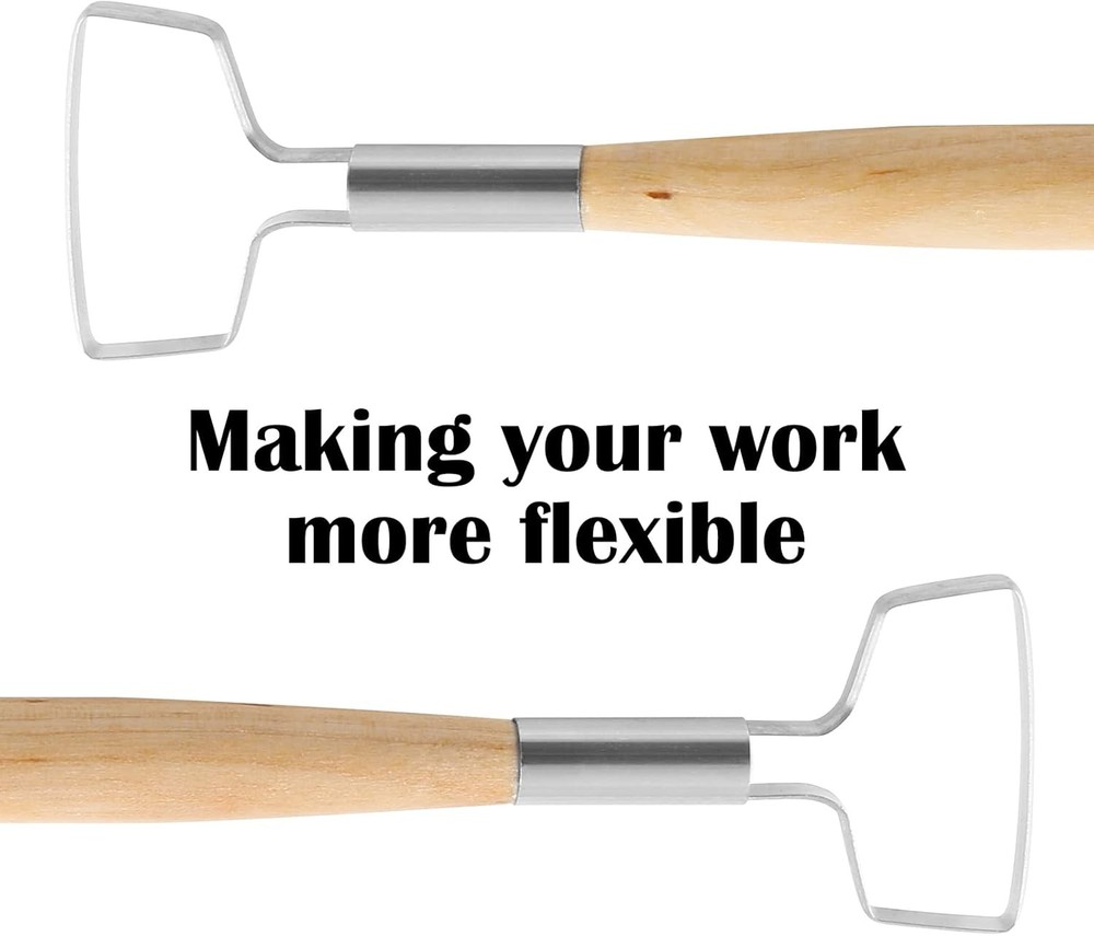 2pcs Double Ended Clay Carving Tools, Wooden Handle Pottery Sculpting Tools