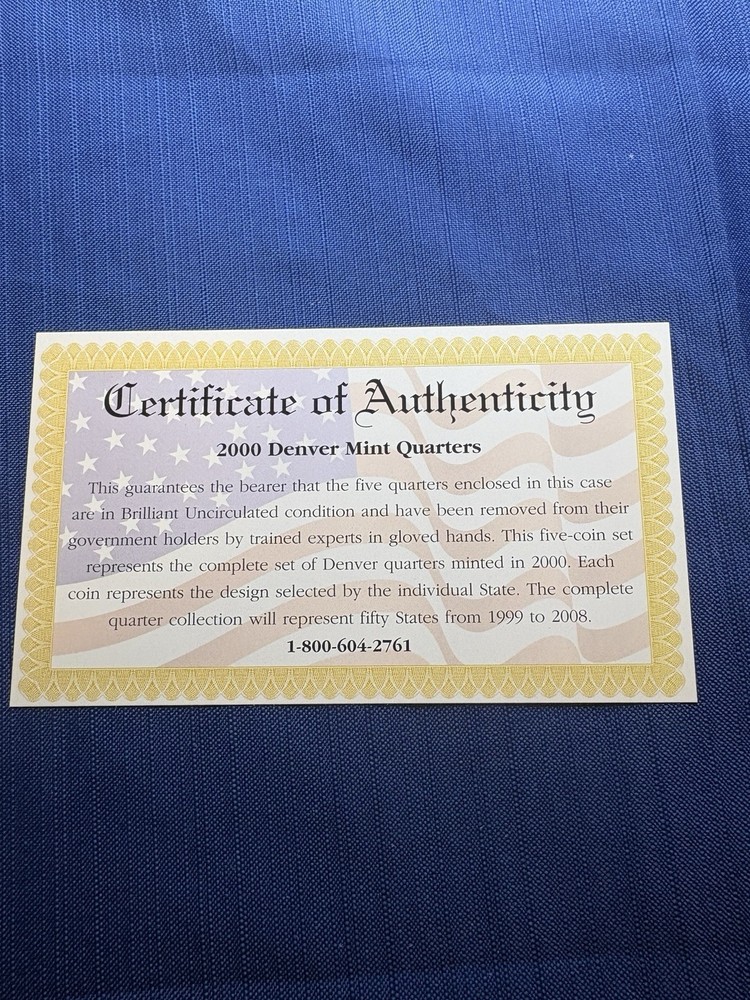2000 DENVER MINT EDITION State Quarter Collection w case & COA