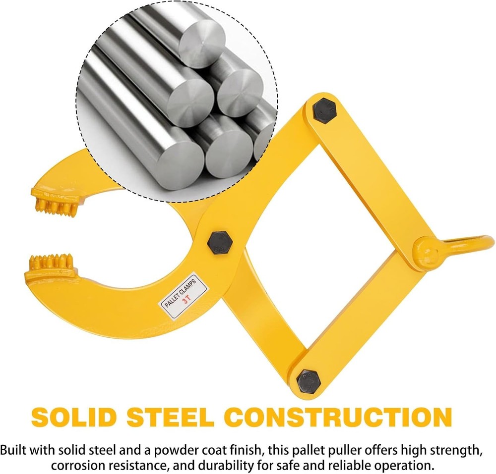 Pallet Puller 3T 6600LBS Heavy Duty Clamp Forklift Chain 6.7" Jaw