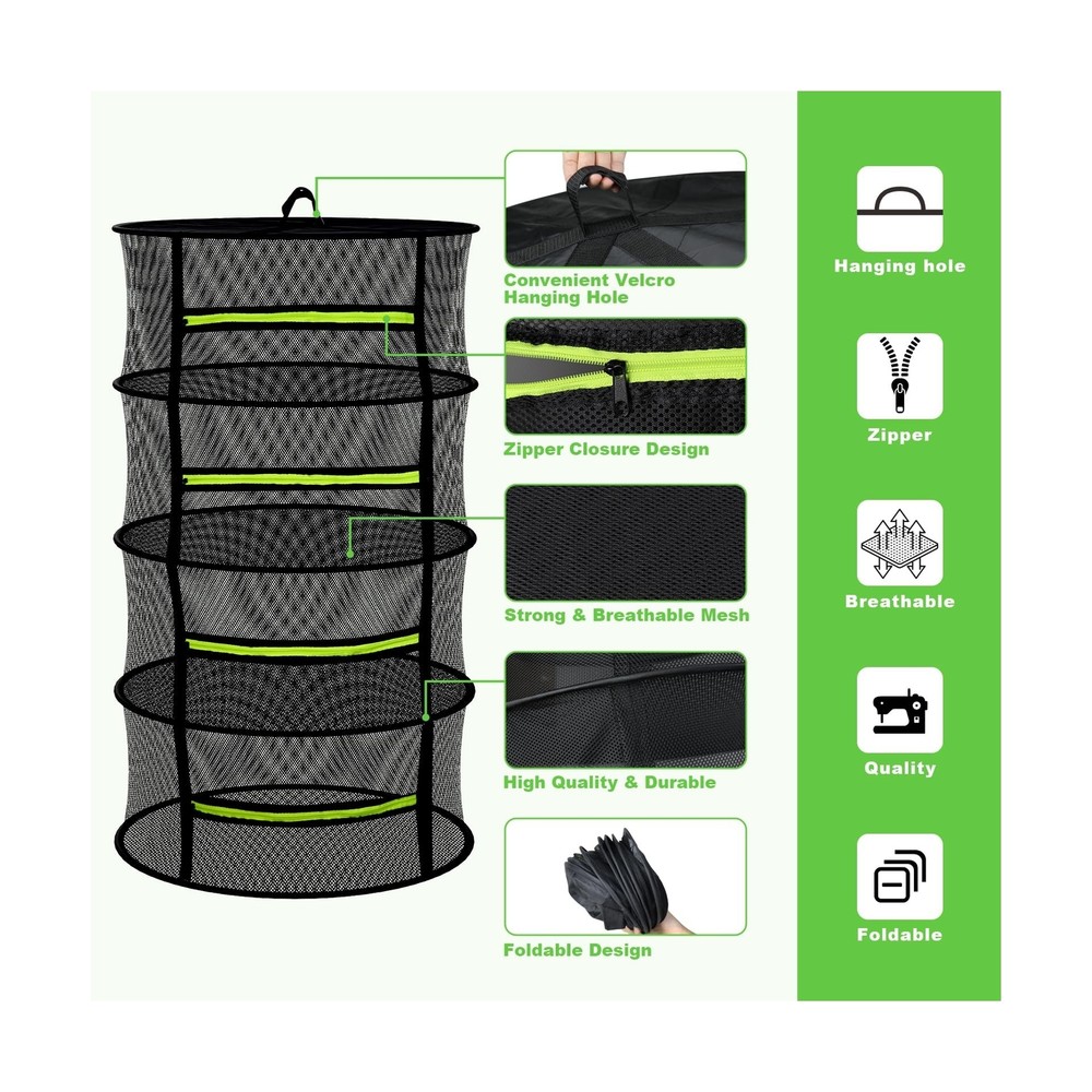 Herb Drying Rack - Mesh Drying Rack - Herb Drying Rack Hanging with Green Zip...