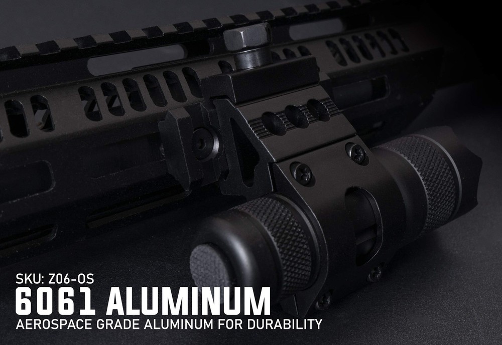 Tactical 1" Offset Picatinny Rail Mount for Flashlights