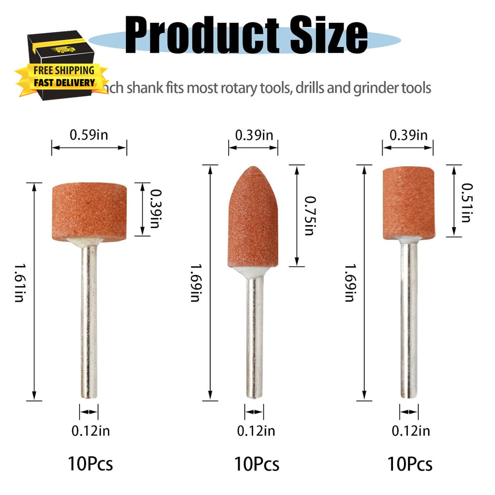 30Pcs Sanding Bits for Dremel Rotary Tool Grinding Stones Sanding Drill Bits wit
