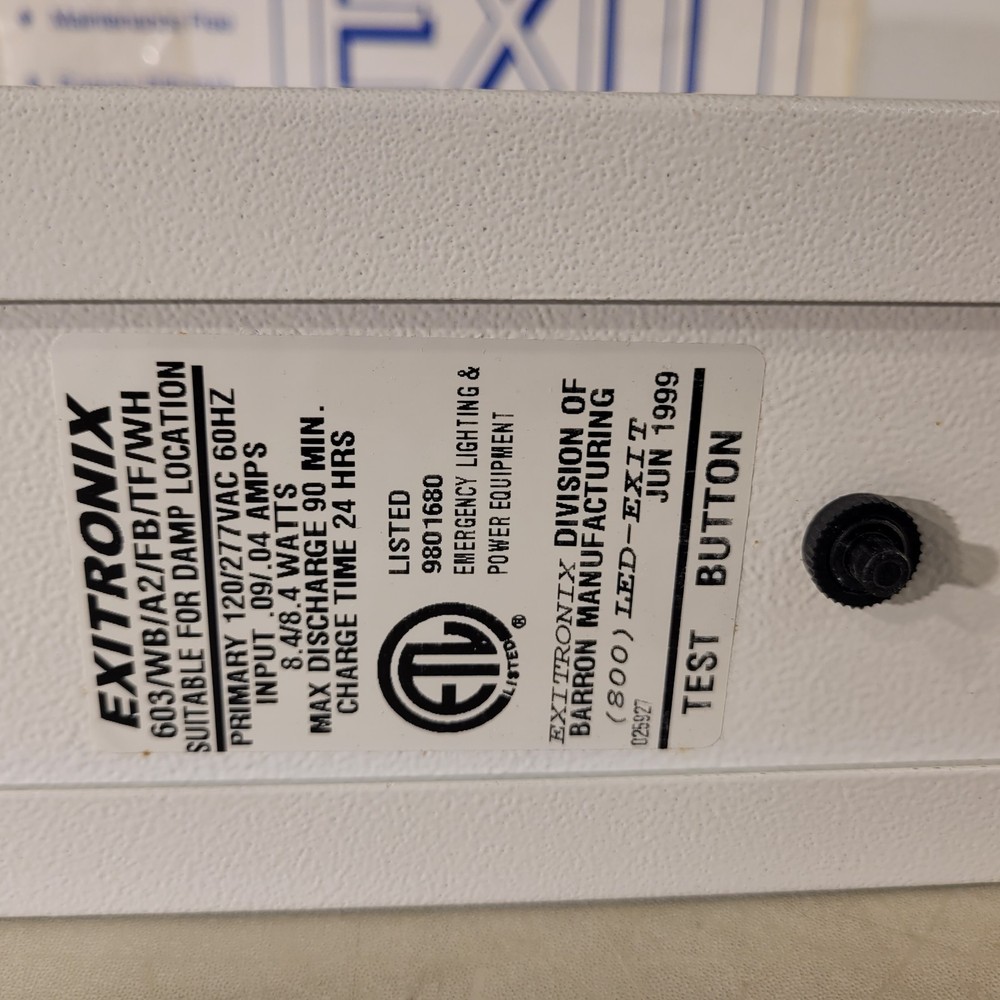 Exitronix 603/WB/A2/FB/TF/WH LED Exit Sign Suitable For Damp Locations