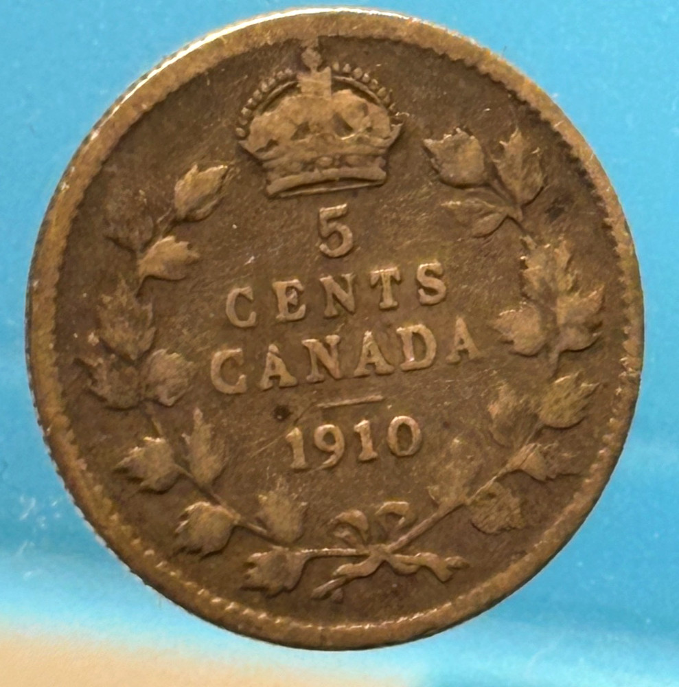 1910 Canada 5 Cents Silver King George V