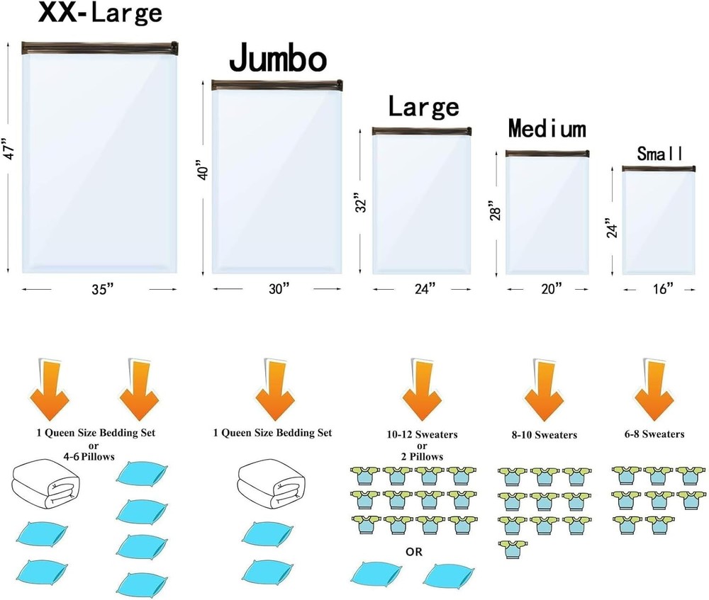 Space Saver Sealer Compression Bags - Jumbo Size for Easy Long-Term Storage