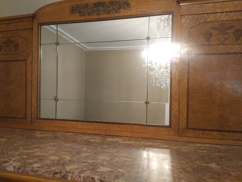 19th Century Regency Style Mirrored Sideboard With Marble Top