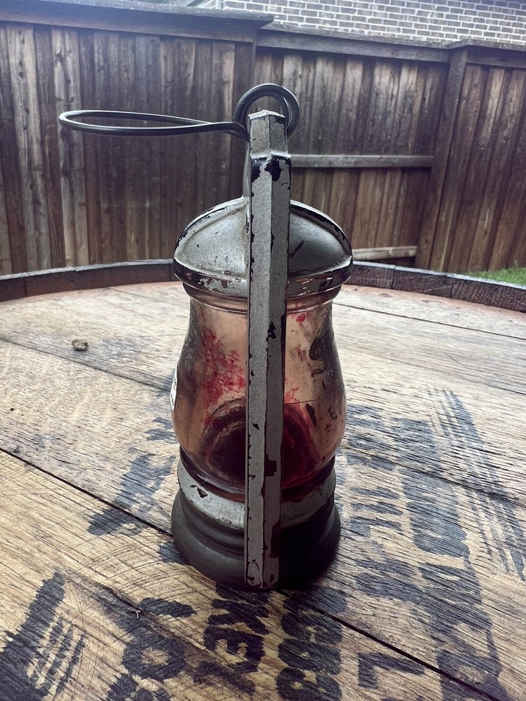 Antique Glass Oil Lantern Candy Container