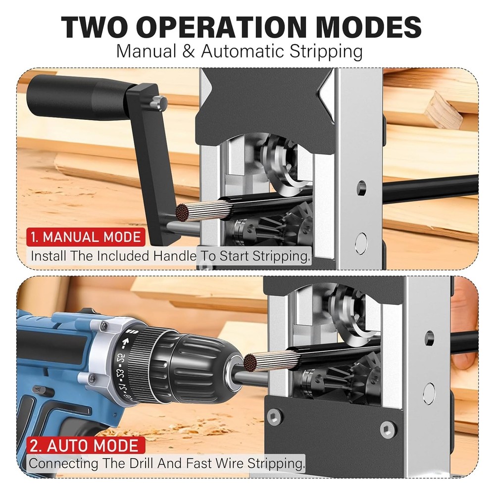 Wire Stripper Machine, Hand Crank/Drill Portable Manual Wire Strip Tool