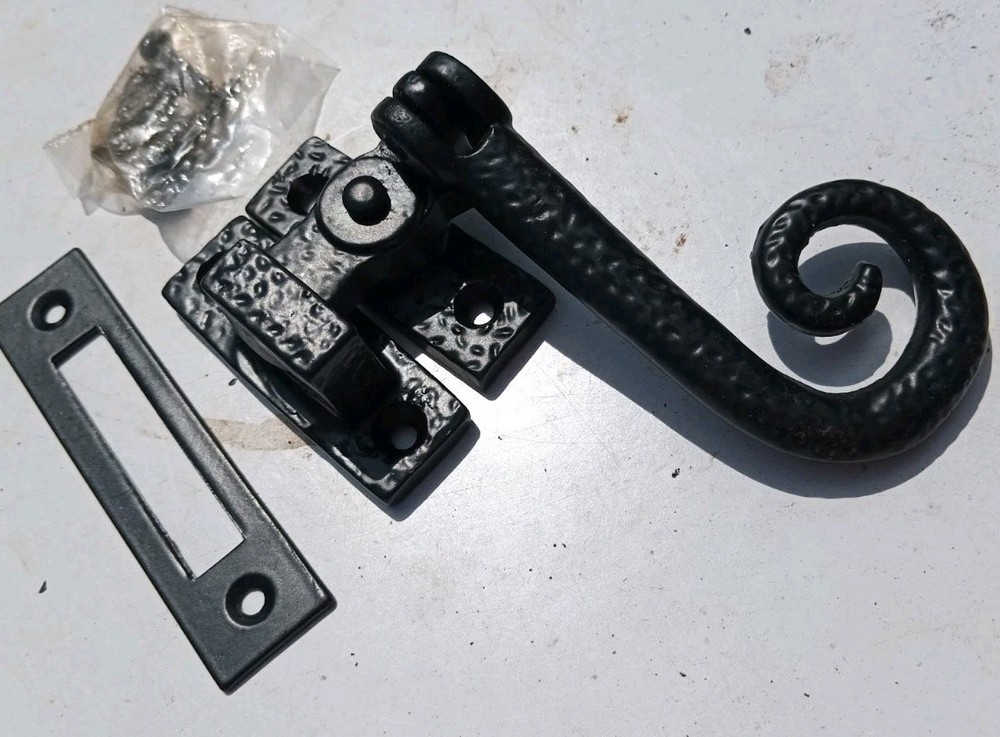 Vintage Old Metal Olde Victorian Window Handle Security monkey tail latch