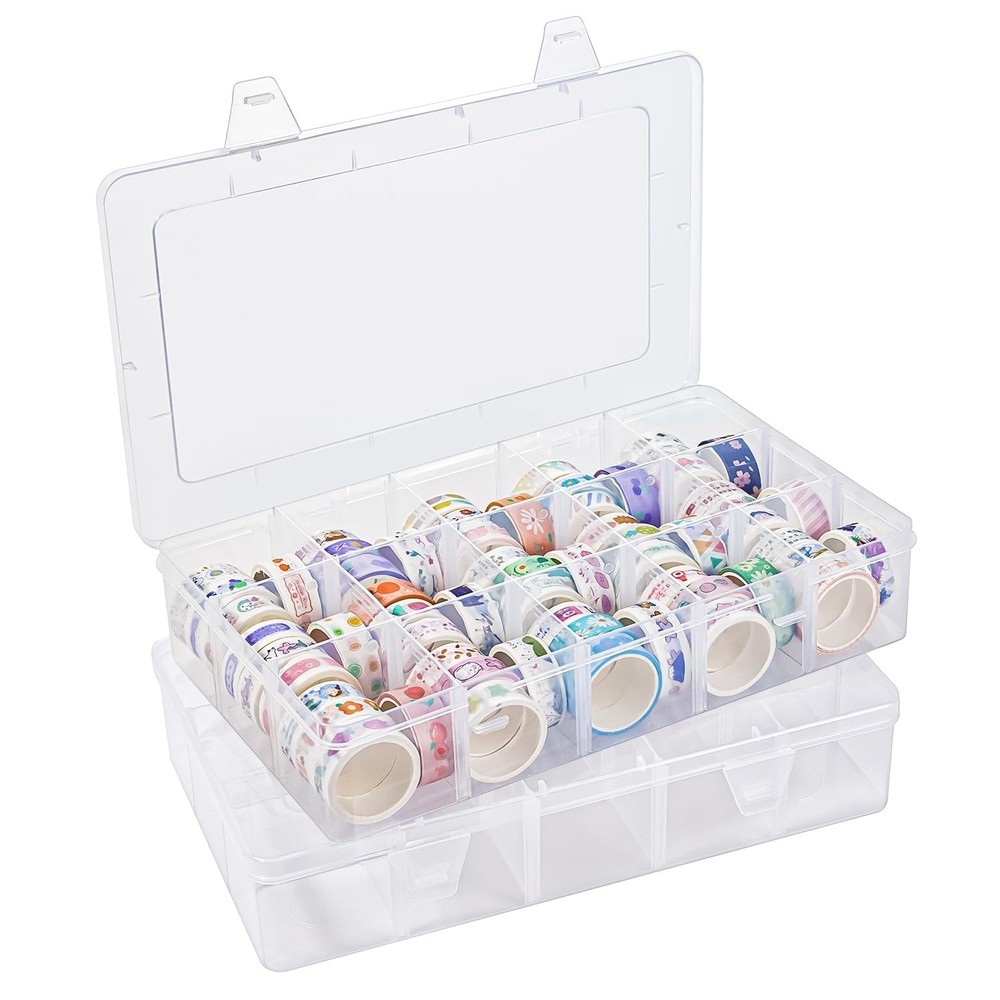 Benbilry 2 Pack 15 Grids Clear Storage Containers Plastic Organizer Box Craft...