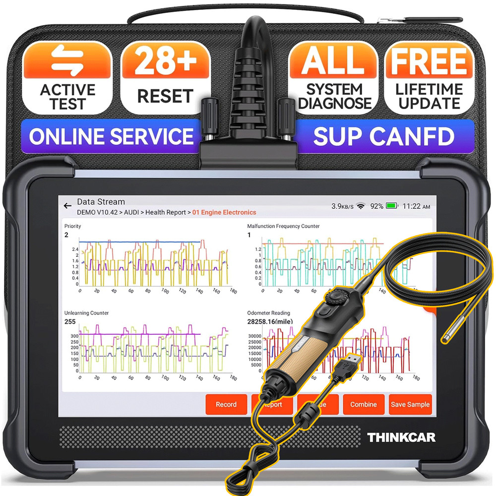 ThinkScan 672 Full OBD2 Scanner Car System Diagnostic Tool 28+Reset W/ Endoscope