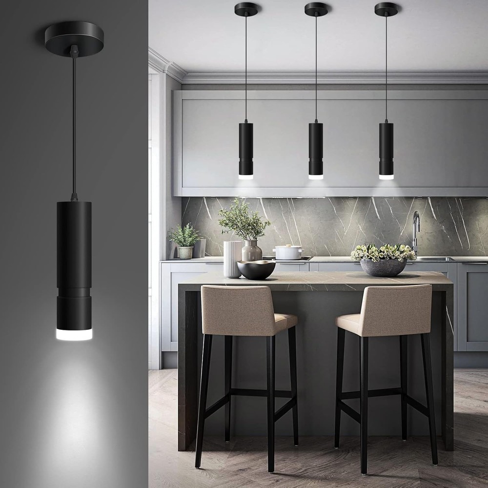Pendant Lights Kitchen Island, Modern Unique Adjustable 1-Pack Matt Black