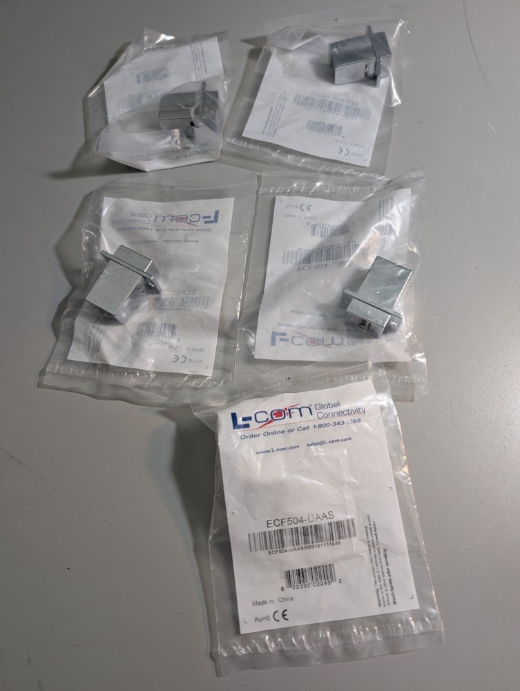 (5x) L-com ECF504-UAAS Panel Mount Shielded USB A-A Jack Port Panel Coupler