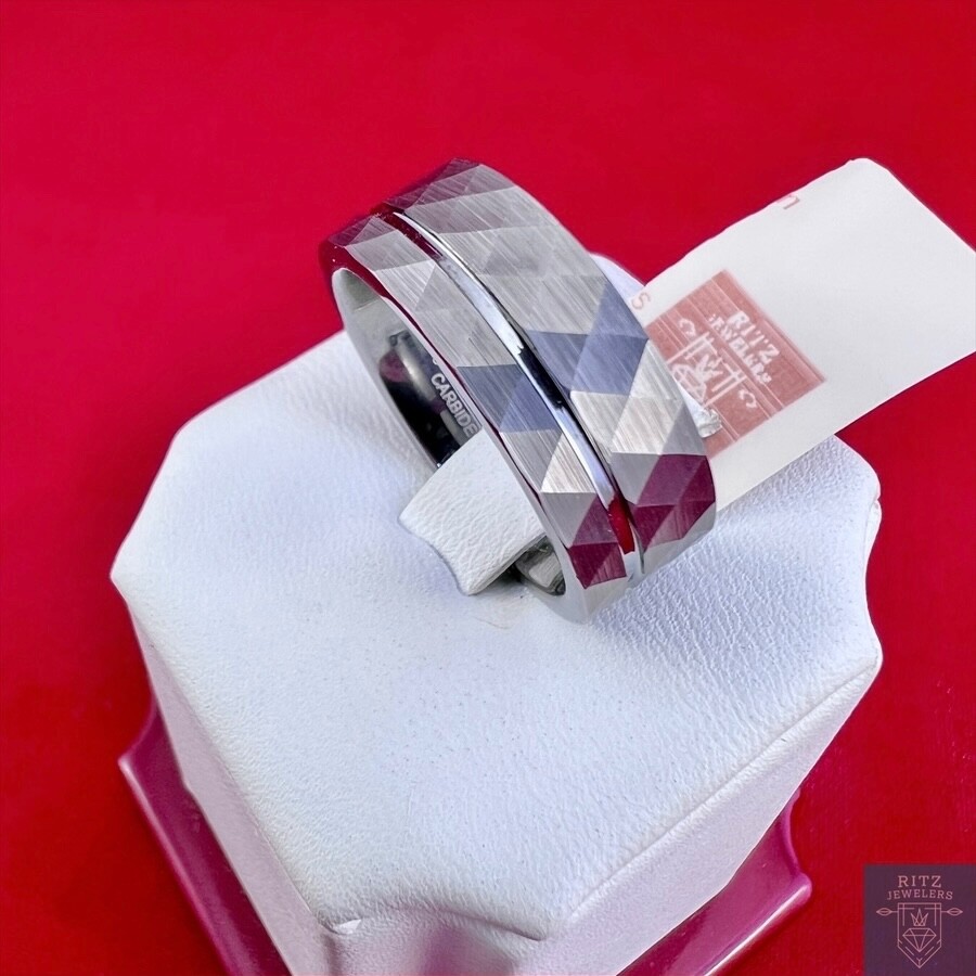 Fancy Style Tungsten Wedding Band (Size 10, 8mm)