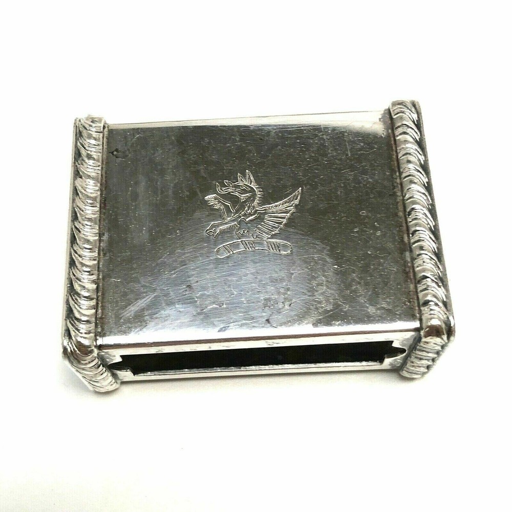 Friedman Silverplate Matchbox Case SILVERCO MARK Ermbossed Gryphon