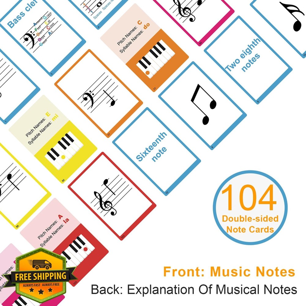 104 Piano Music Flash Cards Beginner Education