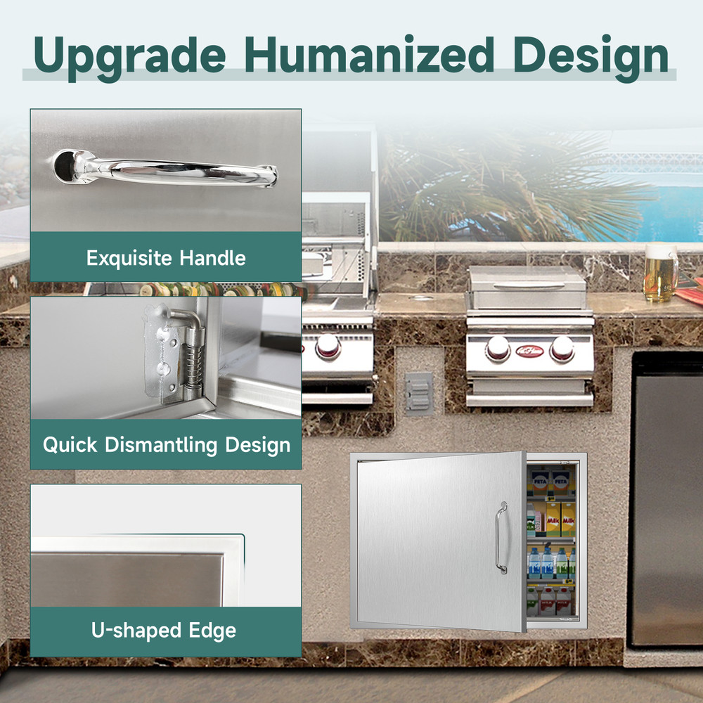 Outdoor Kitchen Doors with Handle 6Size Stainless Single Access Flush Mount Door