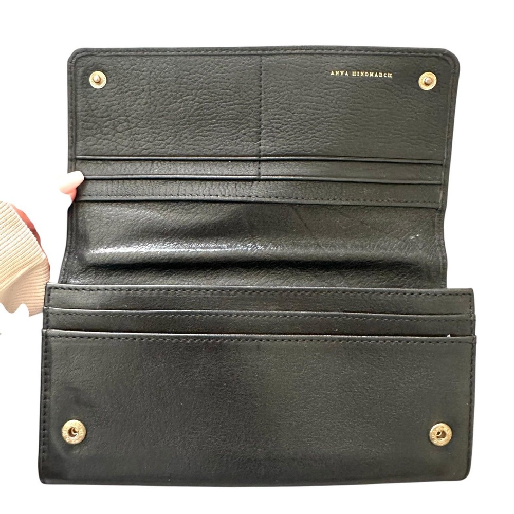 ANYA HINDMARCH Leather Zippered Wallet Black
