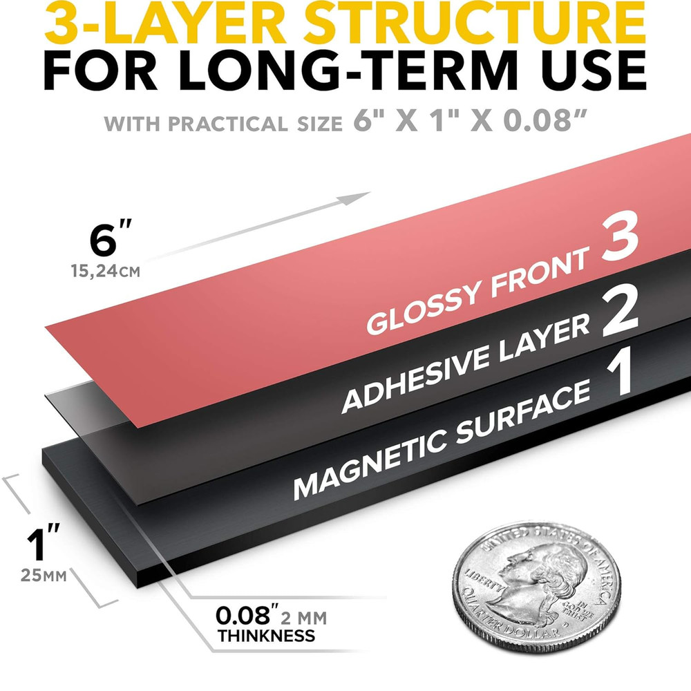 Magnet Strips with Adhesive Backing - Flat Thin Magnetic Tape for Crafts - Tool