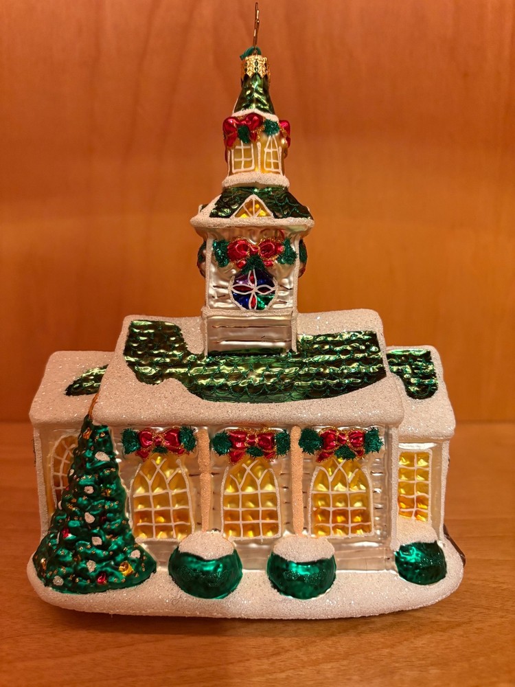 2018 CHRISTOPHER RADKO "SILVER STEEPLE" RETIRED GLASS ORNAMENT
