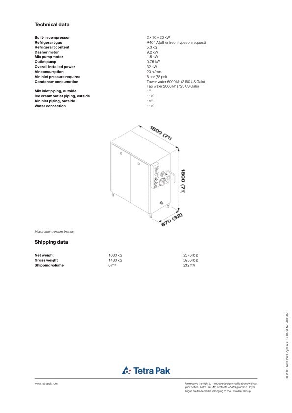 Continuous Ice Cream Freezer from Tetra Pak - Fully Operational