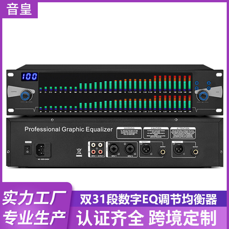 Dual 31-band Digital Equalizer with Pressure Limiting Function Djustable EQ