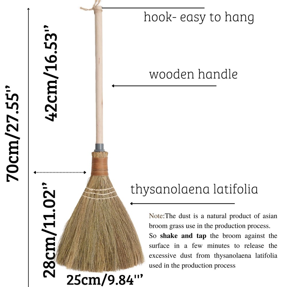 Natural Whisk Sweeping Hand Handle Broom - Vietnamese Straw Soft