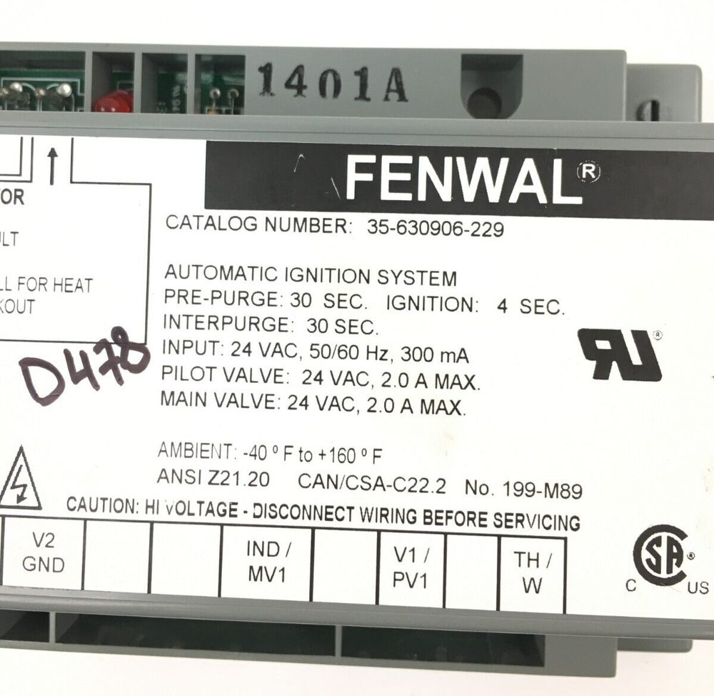 FENWAL 35-630906-229 Automatic Ignition System Control Module 199-M89 used #D478