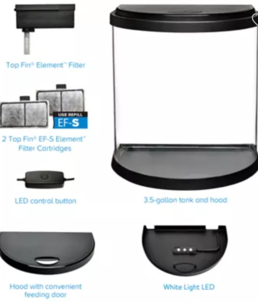 Bowfront 3.5-Gal Glass Aquarium Kit EF-S Element with LED Lighting