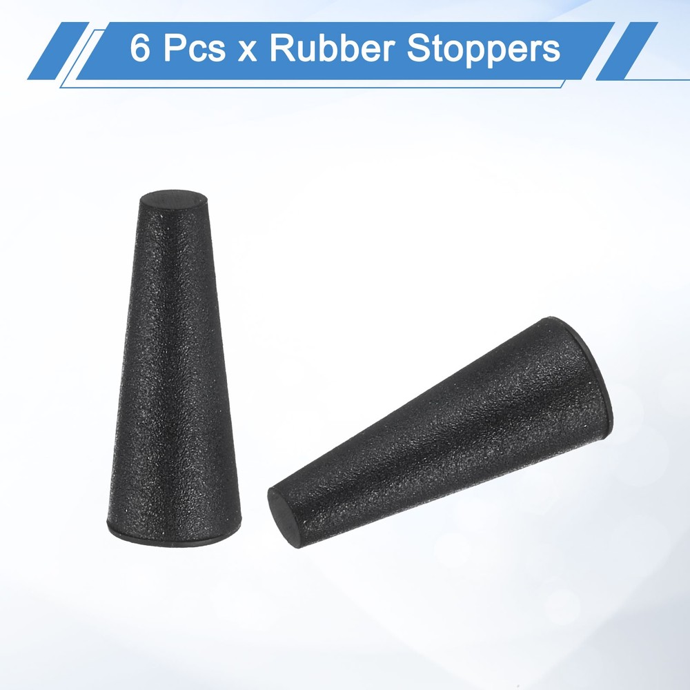 Rubber Stoppers 4mm to 8mm, 6 Pcs 20mm Solid Tapered Lab Rubber Plugs