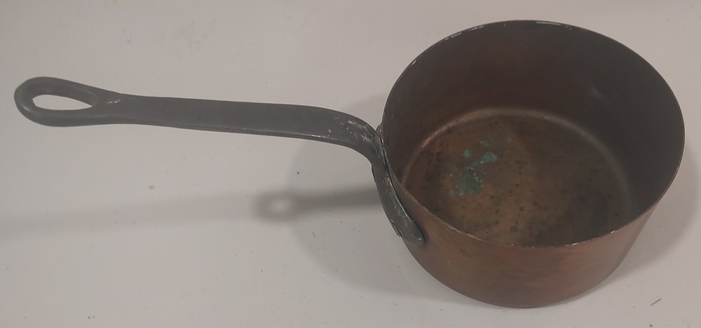 Vintage Copper Saucepan with Iron Handle