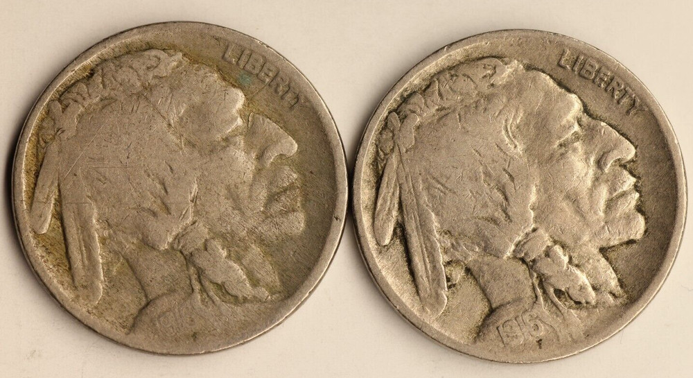 2 1916 Denver Mint Buffalo Nickel 1557