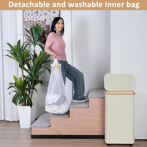 Slim Laundry Hamper with Wheels,Clothes Hamper for Laundry,Laundry 75L Black