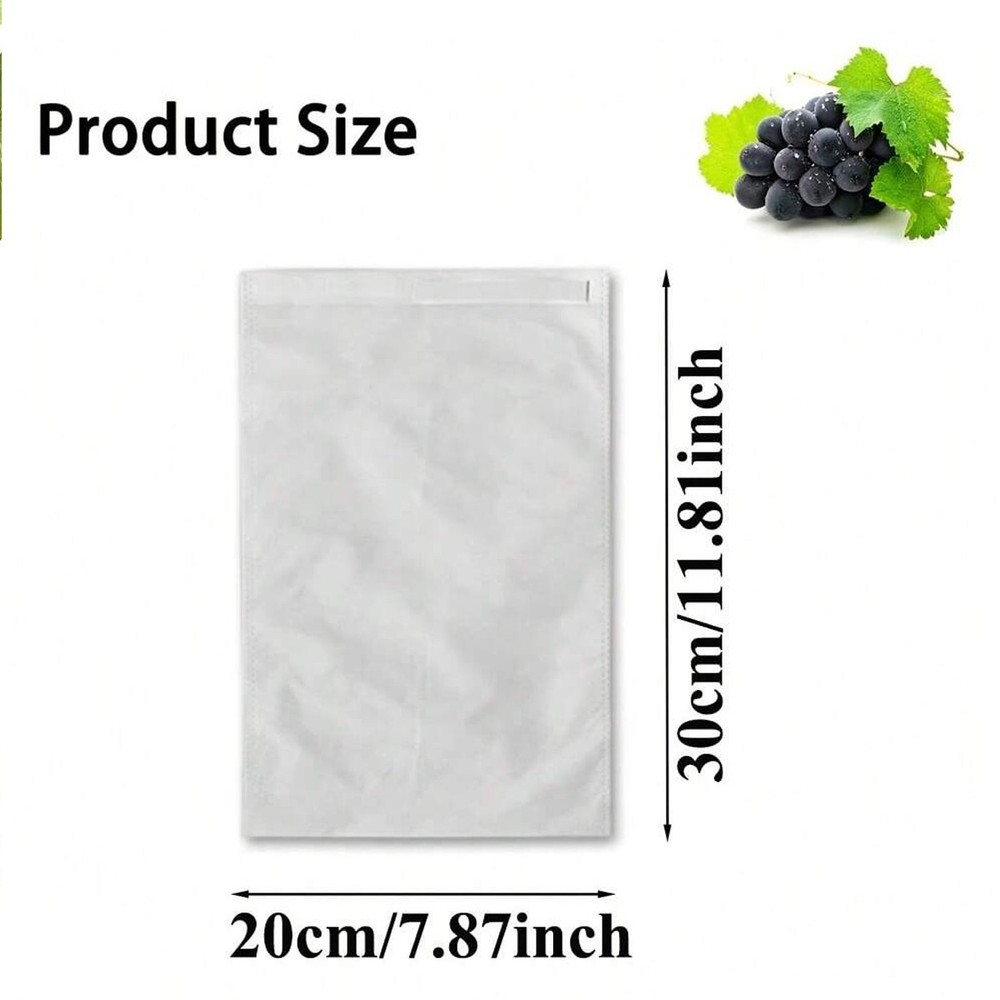 50Pcs Grape Bug Net Bags Reusable Non-woven Fruit Protect Cover with Drawstring
