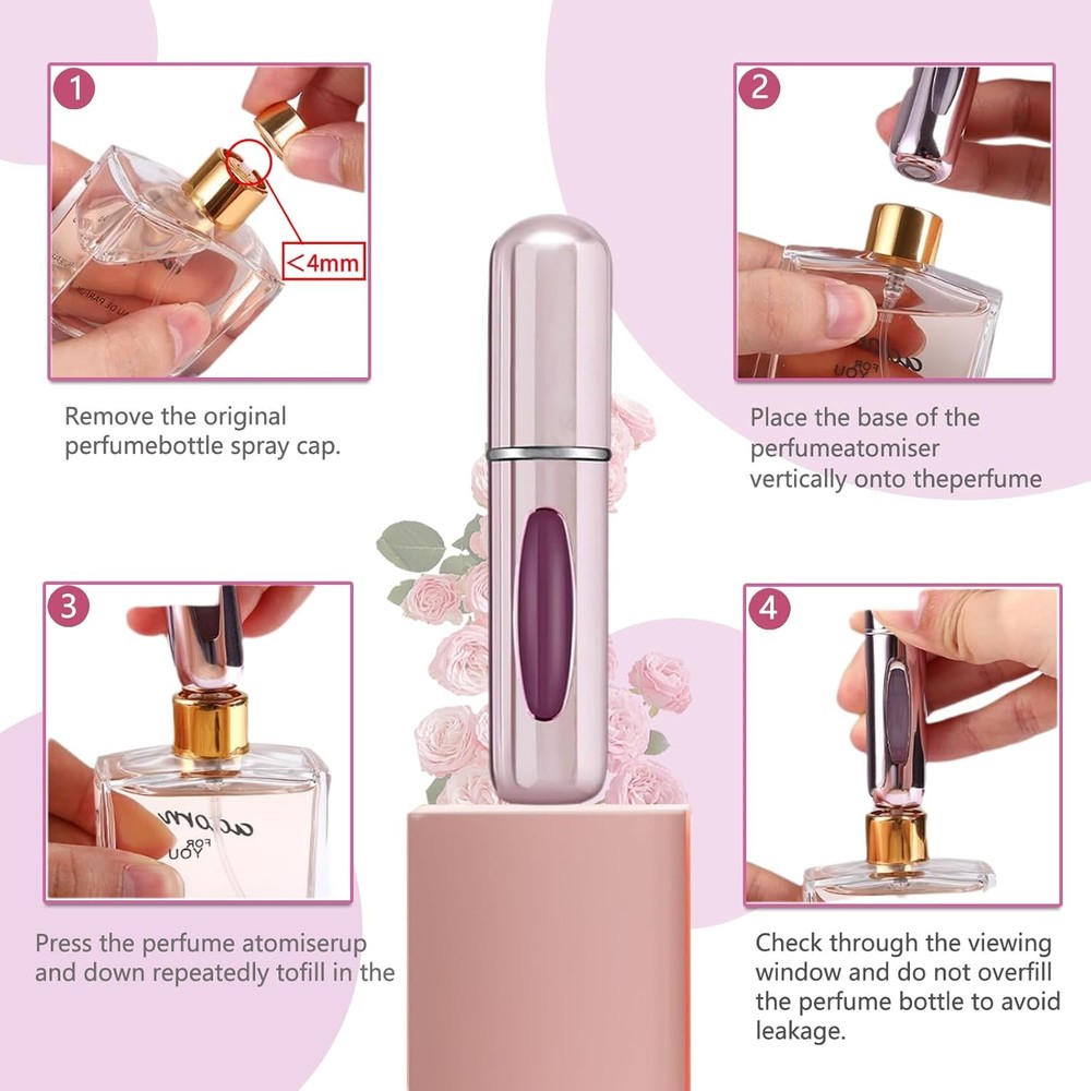 Portable Mini Refillable Small Perfume Atomizer Bottle Spray 4 Pcs Pack of 5 ml.