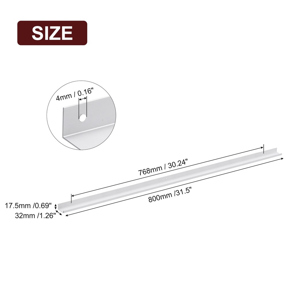 Cabinet Edge Finger Pull, 1pcs 800mm / 31.5" Hidden Cabinet Pulls, Silver