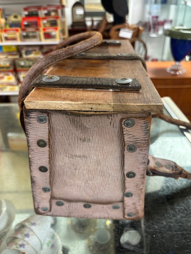 Vintage Leather & Wood Engineers Tool Box/ Case - Circa 1940's