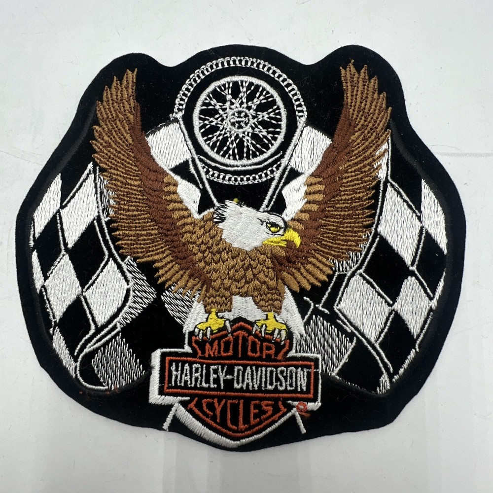 HARLEY DAVIDSON FINISH LINE VICTORY CHECKERED FLAG PATCH 6 3/8"X7 1/4"