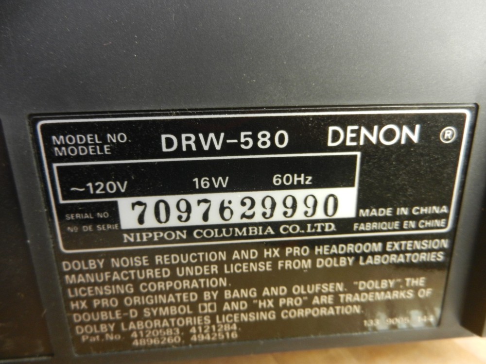 Denon DRW-580 Dual Cassette Tape Deck Auto Reverse Dolby - ORIGINAL BOX !