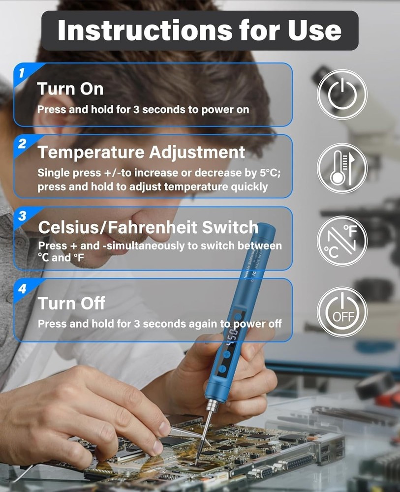 Wireless Soldering Iron KitWith Digital Adjustable Temperature,Suitable for home