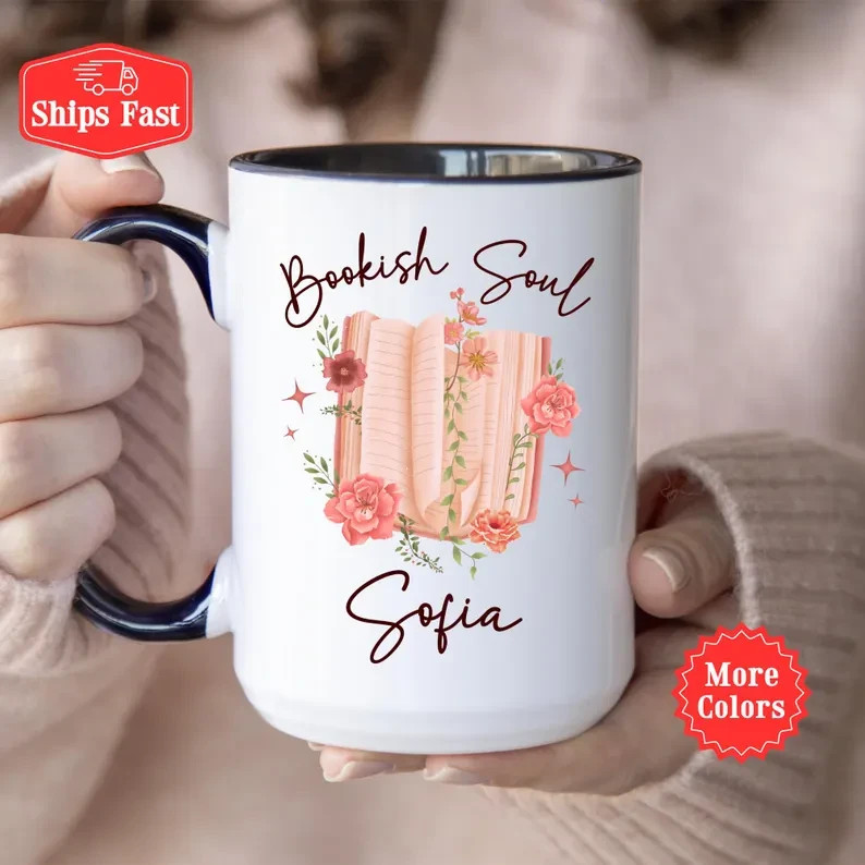 Book Lover Mug Floral Reader Coffee Cup Gift