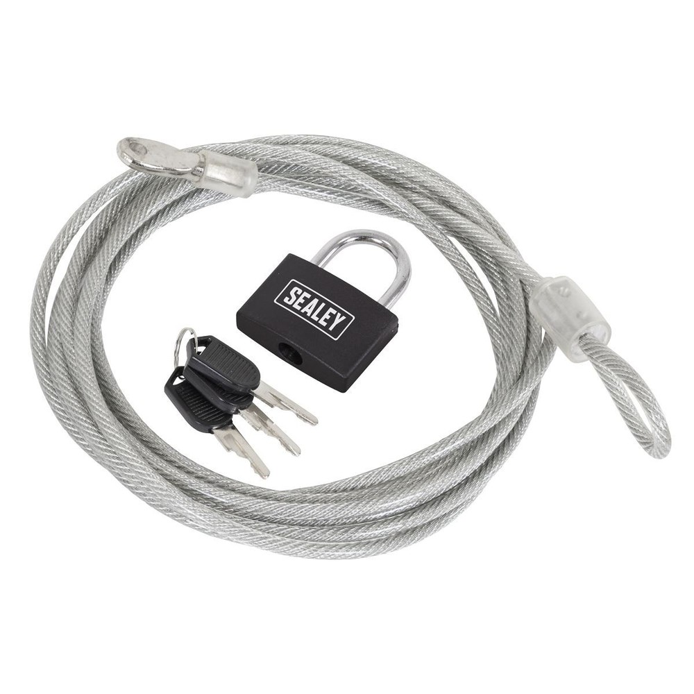 Sealey SHGCL3 Motorcycle Cable Lock 3m-Heavy‑Duty Security Cable